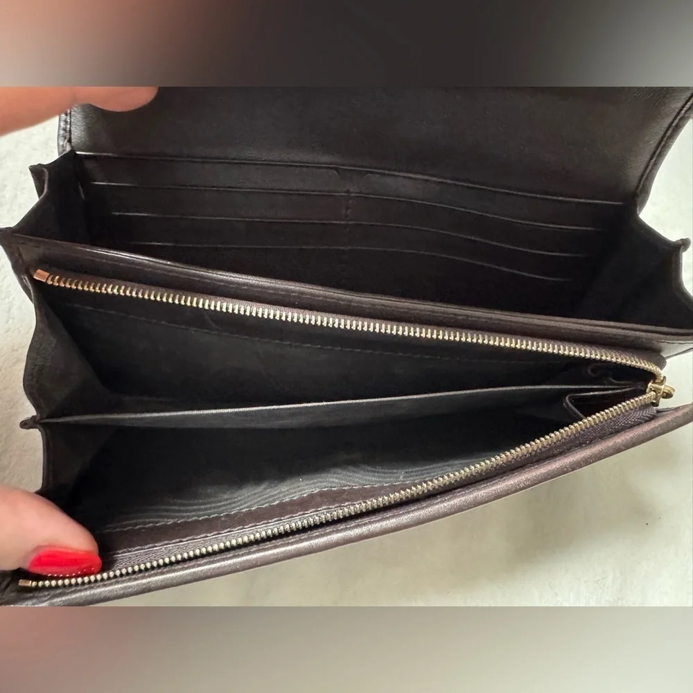 Gucci Guccissima Dark Chocolate Leather Continental Embossed GG Long Wallet - Picture 6 of 13
